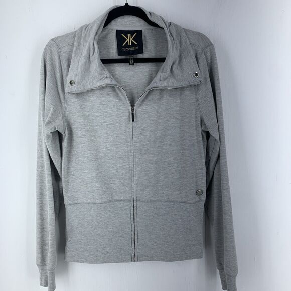 Kardashian Kollection Large Track Jacket Full Zip Minimal Stretch Warm Gray - Picture 1 of 11